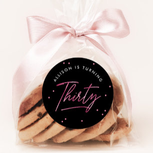 Adesivo Aniversário de 30 anos de Caligrafia Rosa Negra Mo