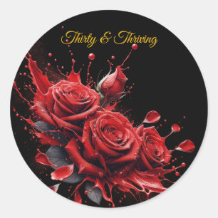 Adesivo Aniversário de 30 anos Elegante - Rosas em Bloom