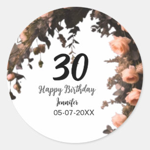 Adesivo Aniversário de 30 anos moderna de flor da rosa ros