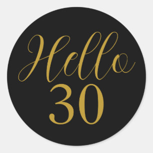 Adesivo Aniversário de 30 anos Preto Dourado Festa de Aniv
