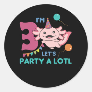 Adesivo aniversário de 3 anos Axolotl, 3 anos de idade, Ax