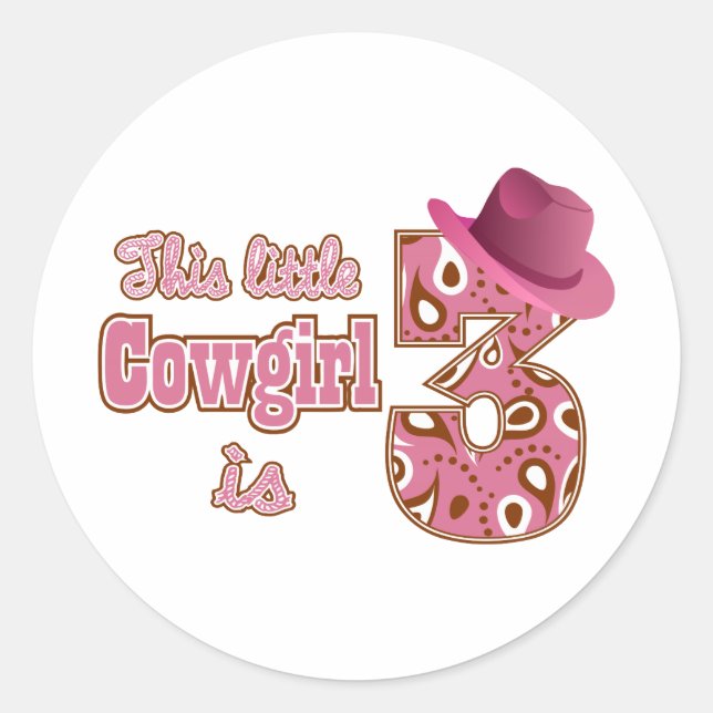 Adesivo Aniversário de 3 anos da Cowgirl (Frente)