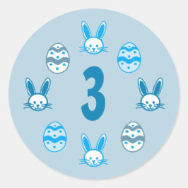 Adesivo Aniversário de 3 anos Páscoa azul