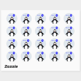 Adesivo aniversário de 3 anos pinguim adicionar nome azul