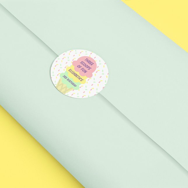 Adesivo aniversário de 3 anos sorvete (Criador carregado)