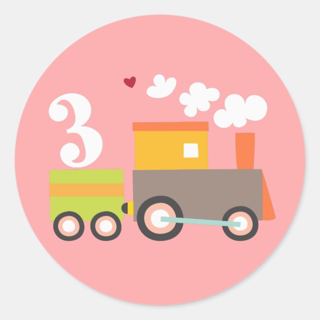Adesivo aniversário de 3 anos Train Sticker/Topo do Cupcak (Frente)