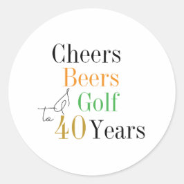 Adesivo aniversário de 40 anos Cheers e Beers Golf Party
