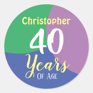 Adesivo Aniversário de 40 anos Classic Round Sticker Feli