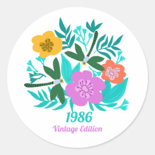 Adesivo aniversário de 40 anos colorido moderno floral ele
