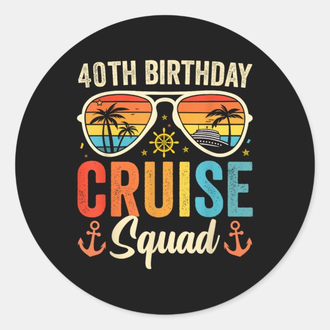 Adesivo aniversário de 40 anos Cruise Squad Oferece Par de (Frente)
