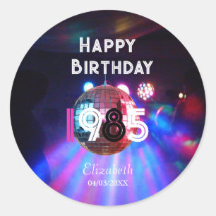 Adesivo aniversário de 40 anos de 1985 do Disco Ball Party