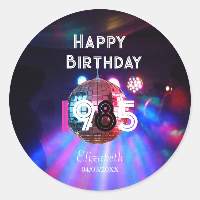 Adesivo aniversário de 40 anos de 1985 do Disco Ball Party (Frente)