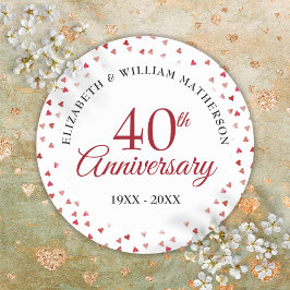 Adesivo Aniversário de 40 Anos de Casamento Corações de Am