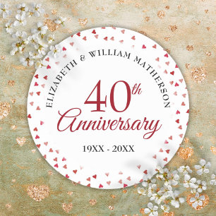 Adesivo Aniversário de 40 Anos de Casamento Corações de Am