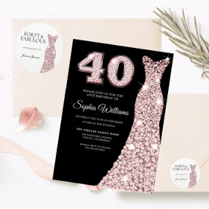 Adesivo Aniversário de 40 anos de vestidos Dourado e fabul