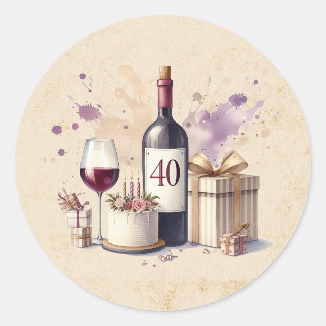 Adesivo Aniversário de 40 anos de vinho (Frente)