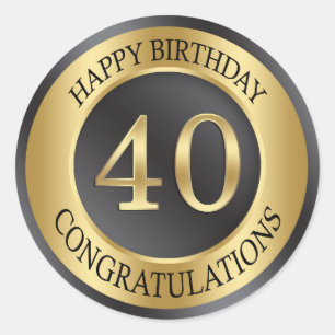 Adesivo Aniversário de 40 anos dourado do efeito
