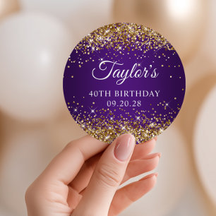 Adesivo Aniversário de 40 anos em Dourado Brilhante Roxo R
