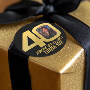 Adesivo aniversário de 40 anos personalizado foto gold fav