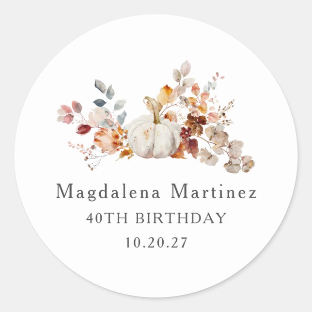 Adesivo aniversário de 40 anos Pumpkin Fall Flower Envelop (Frente)