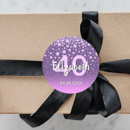 Adesivo aniversário de 40 anos roxo diamante