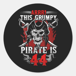 Adesivo Aniversário de 44 anos da Mulher Pirata Gpy Fazend
