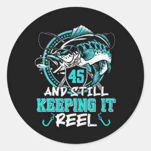 Adesivo Aniversário de 45 anos de pesca engraçado 45 ainda