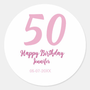 Adesivo aniversário de 50 anos adicionar nome data ano ros