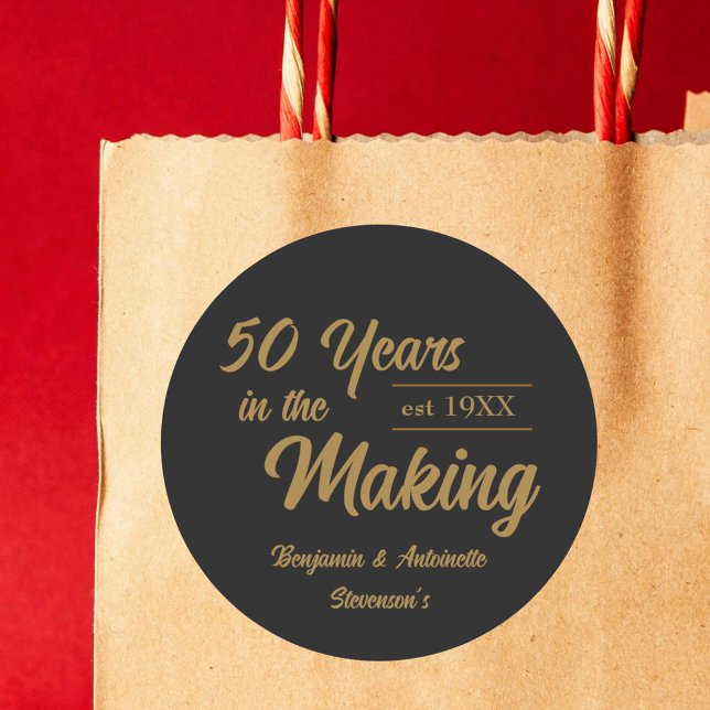 Adesivo Aniversário de 50 anos de casamento Preto e Dourad (Criador carregado)