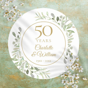 Adesivo Aniversário de 50 anos de casamento Watercolor Gre