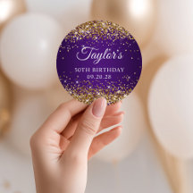Aniversário de 50 anos em Dourado Brilhante Roxo R