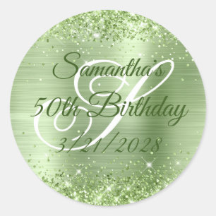 Adesivo Aniversário de 50 anos em Verde Menta Brilhante co