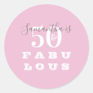 Adesivo Aniversário de 50 anos Fabuloso Aniversário Rosa C