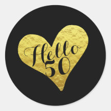 Aniversário de 50 anos Olá 50 Preto | Coração de F