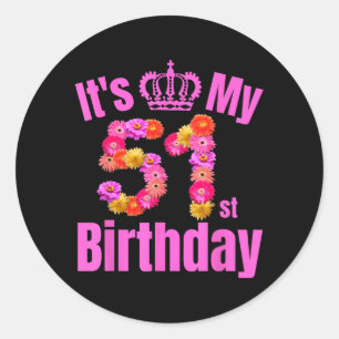 Adesivo Aniversário de 51 Anos Mulheres Flor 51º Aniversár