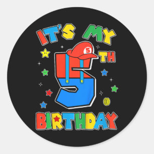 Adesivo Aniversário de 5 anos do menino super jogador tema