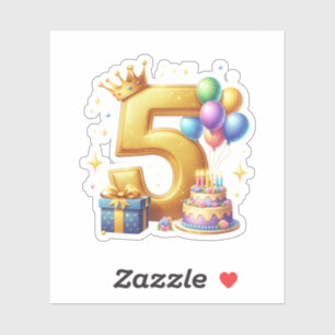 Adesivo Aniversário de 5 anos dourado