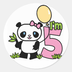 Adesivo Aniversário de 5 de Garota Panda