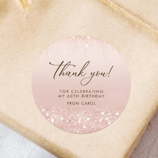 Adesivo Aniversário de 60 anos em Rose Gold Glitter