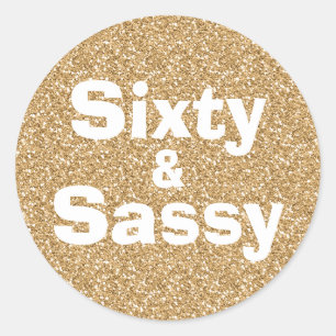 Adesivo Aniversário de 60 anos Glitter Dourado e Sassy