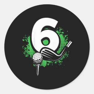 Adesivo Aniversário de 6 anos do menino jogador de golfe d