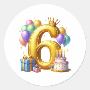 Adesivo Aniversário de 6 anos dourado