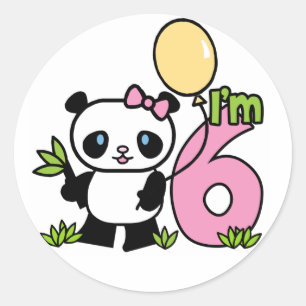 Adesivo Aniversário de 6 de Garota Panda