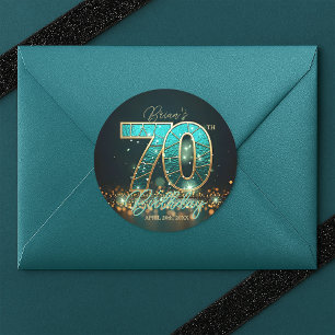 Adesivo Aniversário de 70 anos em Luxuoso Verde Azul e Dou