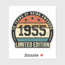 Adesivo Aniversário de 70 anos Vintage 1955 Retro