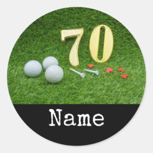 Adesivo Aniversário de 70 com bola de golfe e tchau verde
