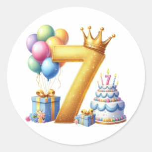 Adesivo Aniversário de 7 anos dourado