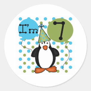 Adesivo Aniversário de 7 Penguin