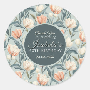 Adesivo Aniversário de 80 anos com Tema de Tulipa Elegante