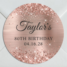 Aniversário de 80 anos em Glittery Rose Gold Foil